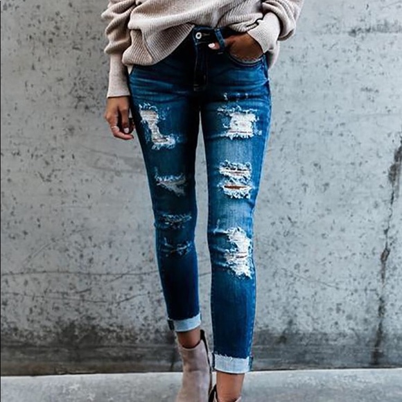 Denim - SALE! Distressed Denim Skinny Jeans
